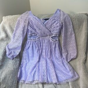 Double Crazy Lavender Cut Out Floral Mini Dress